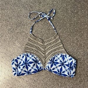 Tie Dye halter bikini top with netting